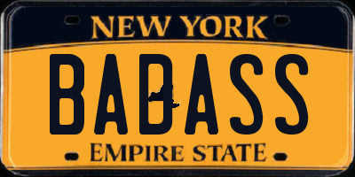 NY license plate BADASS