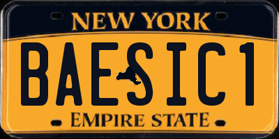 NY license plate BAESIC1