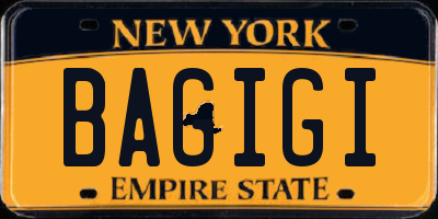 NY license plate BAGIGI