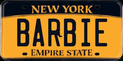 NY license plate BARBIE