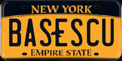 NY license plate BASESCU