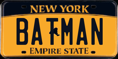 NY license plate BATMAN