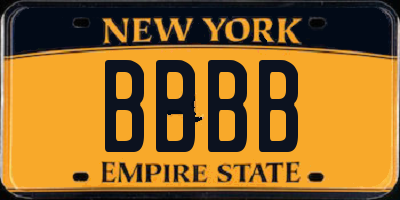 NY license plate BBBB