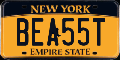 NY license plate BEA55T