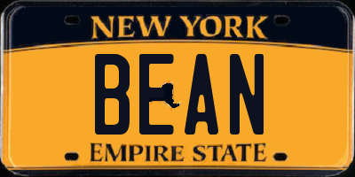 NY license plate BEAN