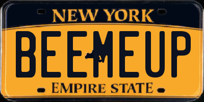 NY license plate BEEMEUP