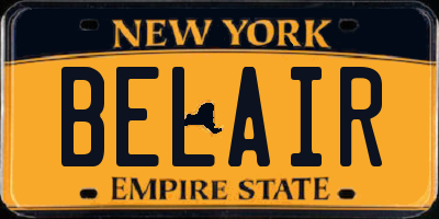 NY license plate BELAIR