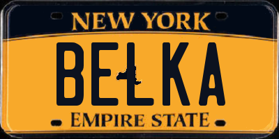 NY license plate BELKA