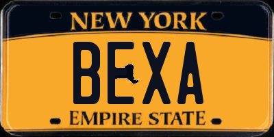 NY license plate BEXA