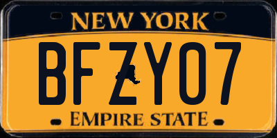 NY license plate BFZY07