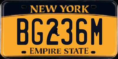 NY license plate BG236M