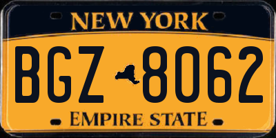 NY license plate BGZ8062