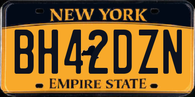 NY license plate BH42DZN