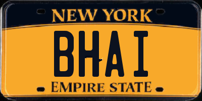 NY license plate BHAI