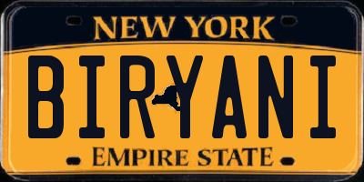 NY license plate BIRYANI