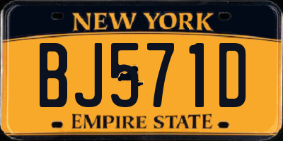 NY license plate BJ571D