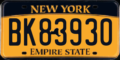 NY license plate BK83930