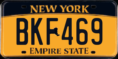 NY license plate BKF469