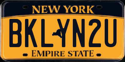 NY license plate BKLYN2U