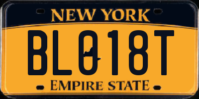 NY license plate BL018T