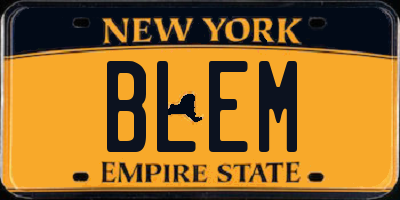 NY license plate BLEM