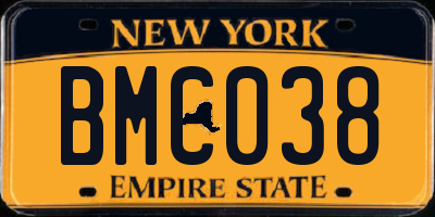 NY license plate BMC038