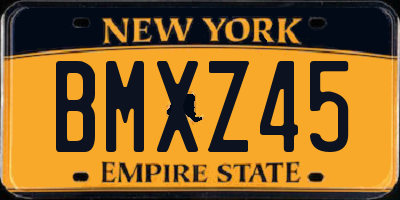 NY license plate BMXZ45