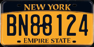 NY license plate BN88124