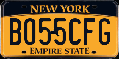 NY license plate BO55CFG