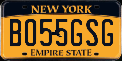 NY license plate BO55GSG