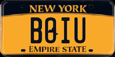 NY license plate BOIU