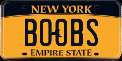 NY license plate BOOBS