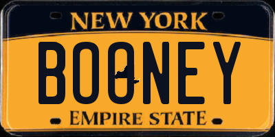 NY license plate BOONEY