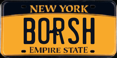 NY license plate BORSH