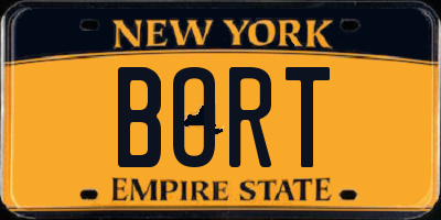 NY license plate BORT