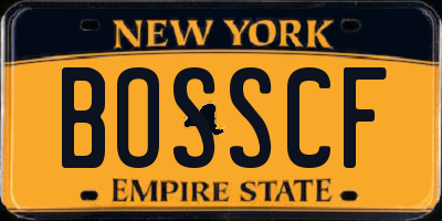 NY license plate BOSSCF