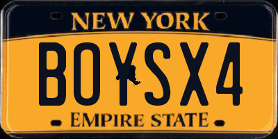 NY license plate BOYSX4