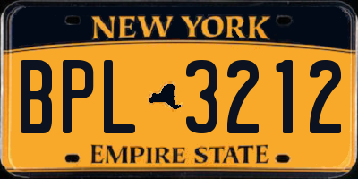 NY license plate BPL3212