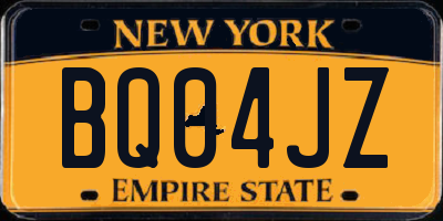 NY license plate BQ04JZ