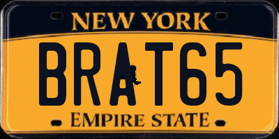 NY license plate BRAT65