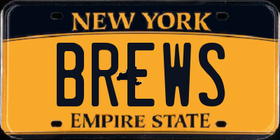 NY license plate BREWS