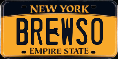 NY license plate BREWSO