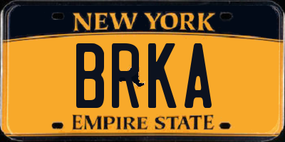 NY license plate BRKA