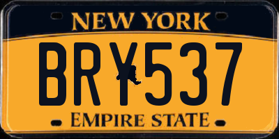 NY license plate BRY537