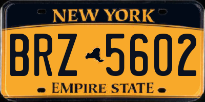 NY license plate BRZ5602