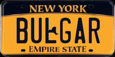 NY license plate BULGAR