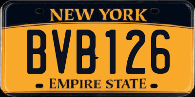 NY license plate BVB126