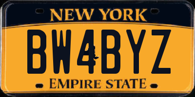 NY license plate BW4BYZ