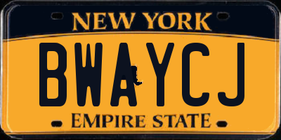 NY license plate BWAYCJ