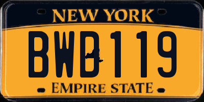 NY license plate BWD119